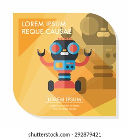 robot concept flat icon with long shadow,eps10