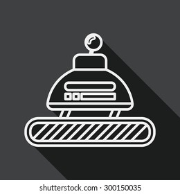 robot concept flat icon with long shadow, line icon
