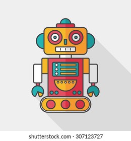robot concept flat icon with long shadow,eps10
