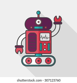 robot concept flat icon with long shadow,eps10