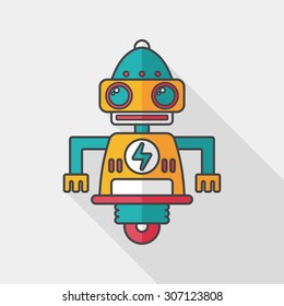 robot concept flat icon with long shadow,eps10