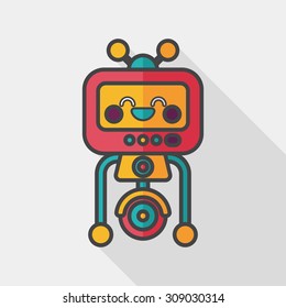 robot concept flat icon with long shadow,eps10