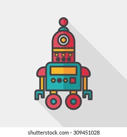 robot concept flat icon with long shadow, eps10