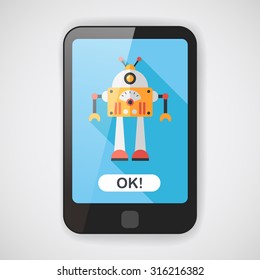 robot concept flat icon with long shadow,eps10