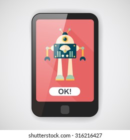 robot concept flat icon with long shadow,eps10
