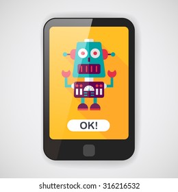 robot concept flat icon with long shadow,eps10
