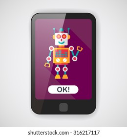 robot concept flat icon with long shadow,eps10