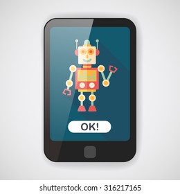 robot concept flat icon with long shadow,eps10