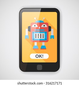 robot concept flat icon with long shadow,eps10