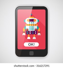 robot concept flat icon with long shadow,eps10