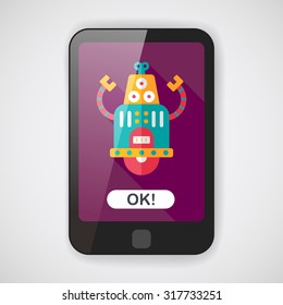 robot concept flat icon with long shadow,eps10