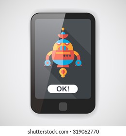 robot concept flat icon with long shadow,eps10
