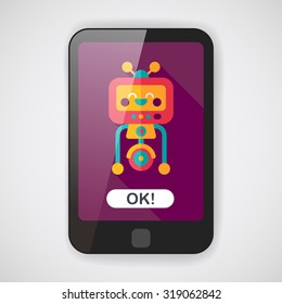 robot concept flat icon with long shadow,eps10