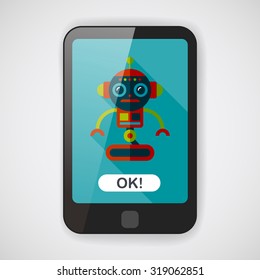 robot concept flat icon with long shadow,eps10