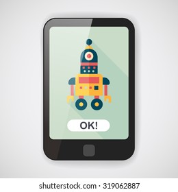 robot concept flat icon with long shadow,eps10