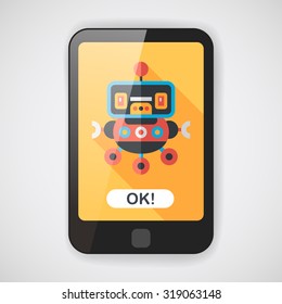 robot concept flat icon with long shadow,eps10