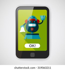 robot concept flat icon with long shadow,eps10