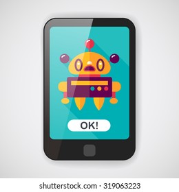 robot concept flat icon with long shadow,eps10