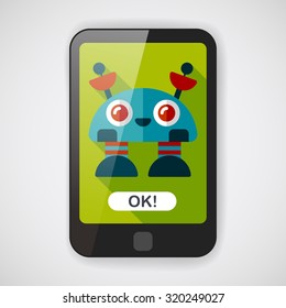 robot concept flat icon with long shadow,eps10