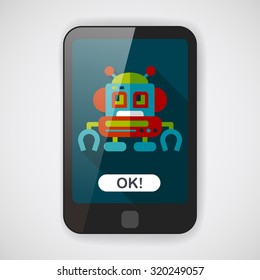 robot concept flat icon with long shadow,eps10