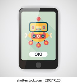 robot concept flat icon with long shadow,eps10