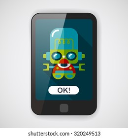 robot concept flat icon with long shadow,eps10