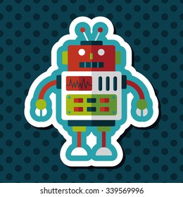 robot concept flat icon with long shadow,eps10