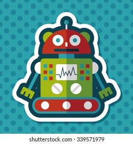 robot concept flat icon with long shadow,eps10