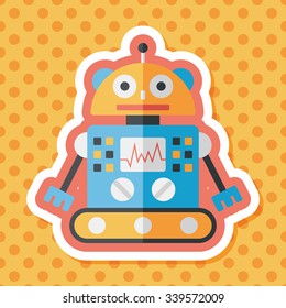 robot concept flat icon with long shadow,eps10