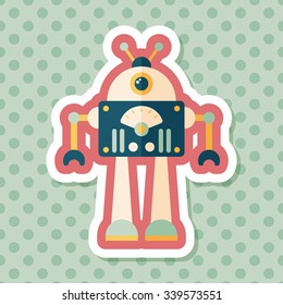 robot concept flat icon with long shadow,eps10