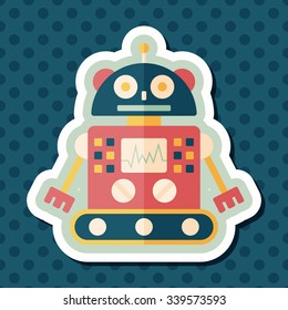 robot concept flat icon with long shadow,eps10