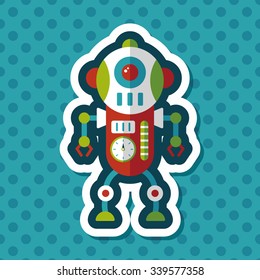 robot concept flat icon with long shadow,eps10