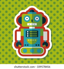 robot concept flat icon with long shadow,eps10
