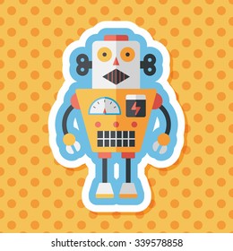 robot concept flat icon with long shadow,eps10