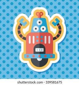 robot concept flat icon with long shadow,eps10