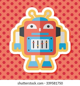 robot concept flat icon with long shadow,eps10
