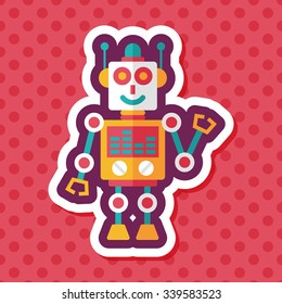 robot concept flat icon with long shadow,eps10