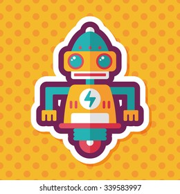 robot concept flat icon with long shadow,eps10