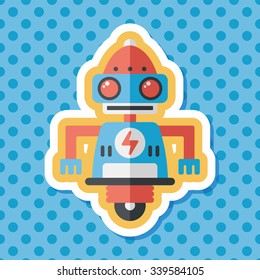 robot concept flat icon with long shadow,eps10