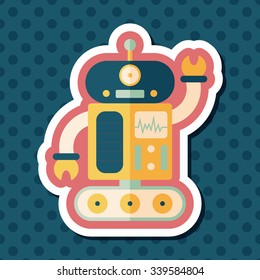 robot concept flat icon with long shadow,eps10