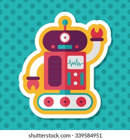 robot concept flat icon with long shadow,eps10