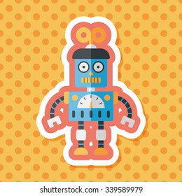 robot concept flat icon with long shadow,eps10