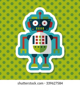 robot concept flat icon with long shadow,eps10