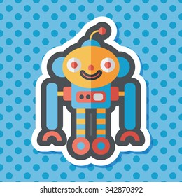 robot concept flat icon with long shadow,eps10