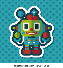 robot concept flat icon with long shadow,eps10