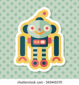 robot concept flat icon with long shadow,eps10