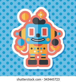 robot concept flat icon with long shadow,eps10
