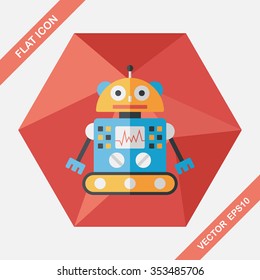 robot concept flat icon with long shadow,eps10