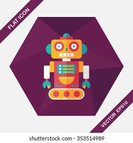 robot concept flat icon with long shadow,eps10