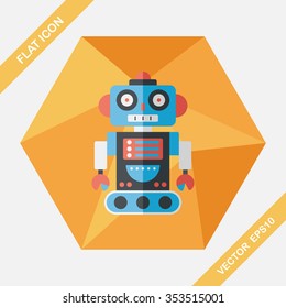 robot concept flat icon with long shadow,eps10